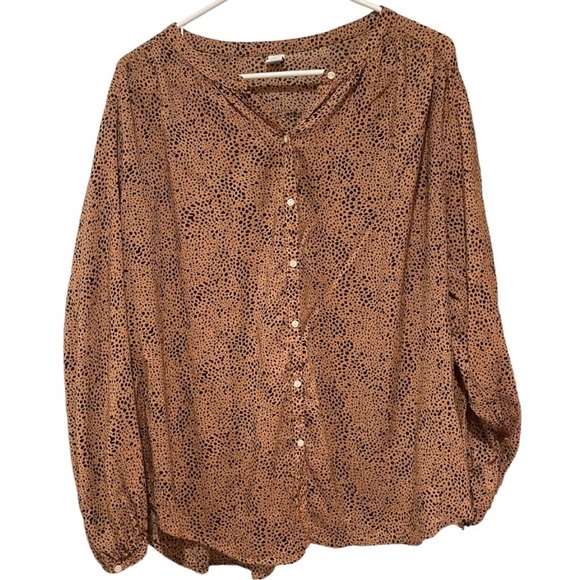 Old Navy Long Sleeve Button Down Speckled Shirt Size Large - Picture 1 of 6